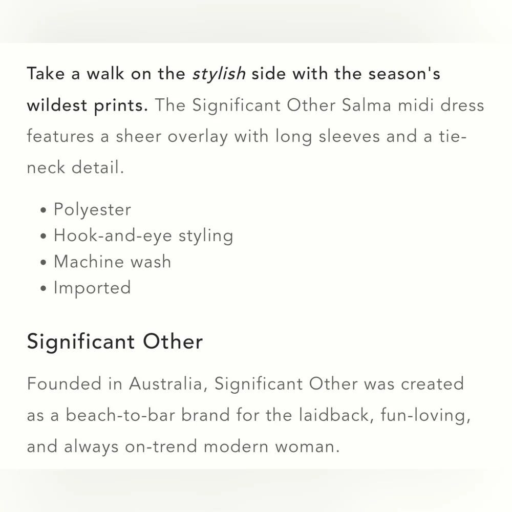 Significant Other Salma Long-Sleeve V-Neck Midi Dress, Black & White, Size 4